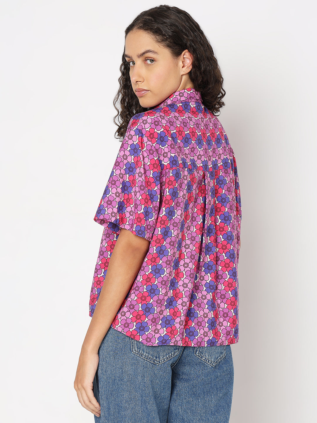 Women's Purple Floral Printed Shirt