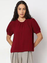Women's Red Short Sleeve Top
