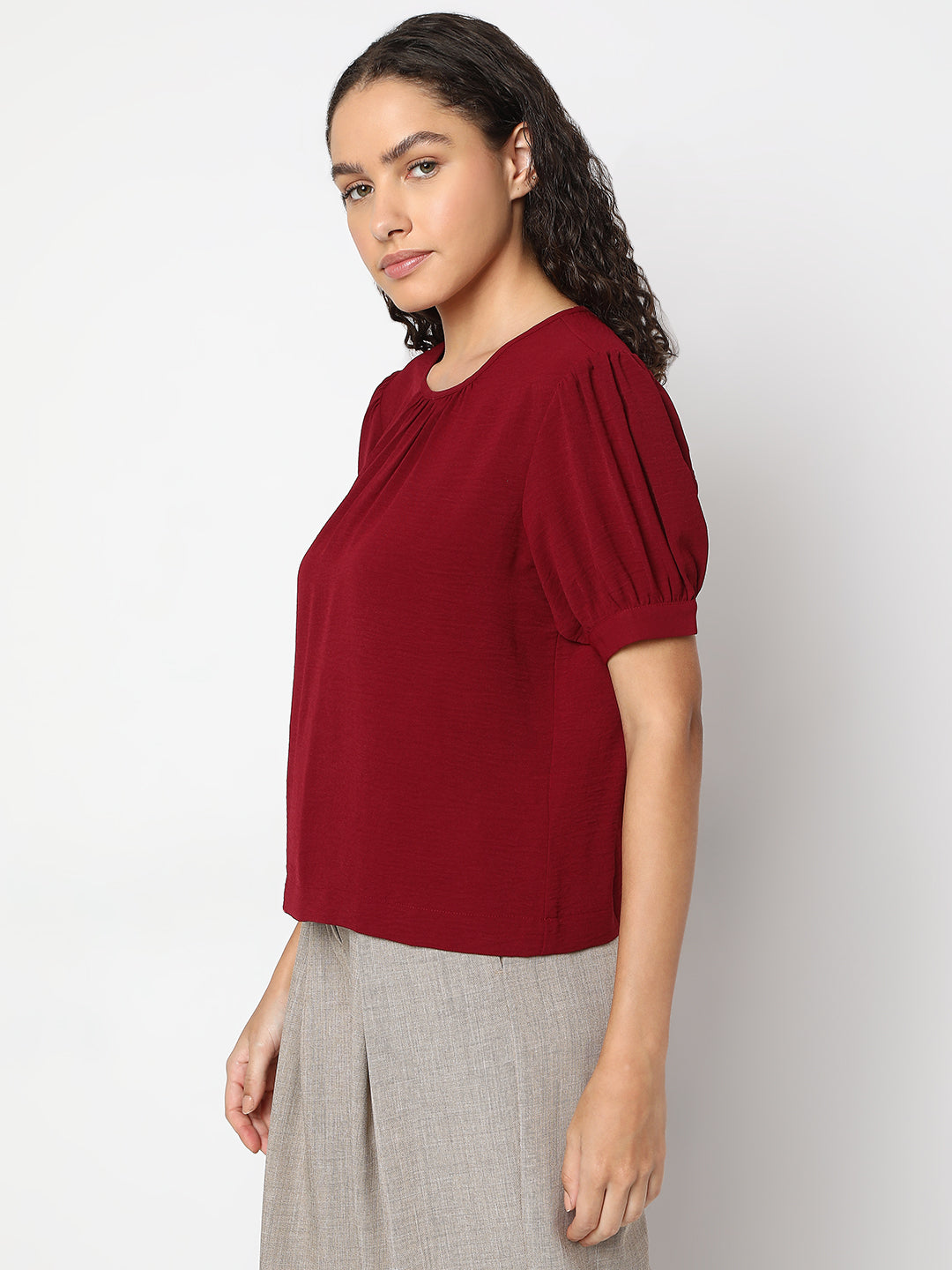 Women's Red Short Sleeve Top