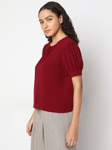 Women's Red Short Sleeve Top