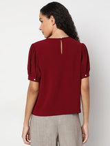 Women's Red Short Sleeve Top