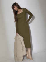 Women's Green Bodycon Midi Dress