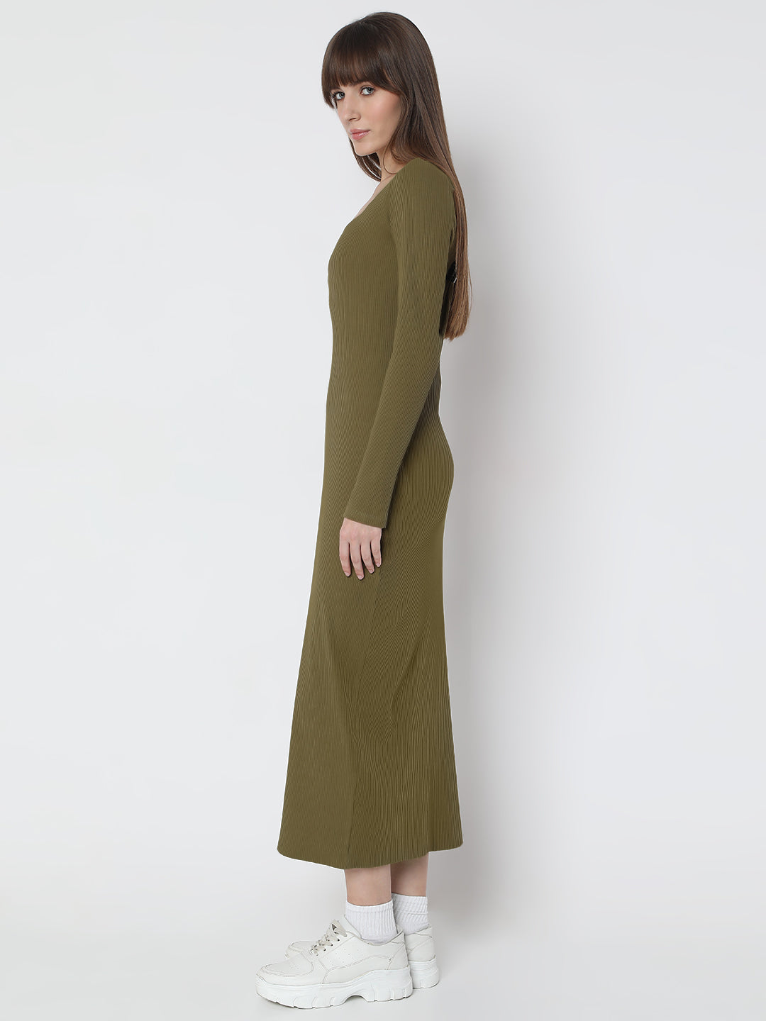 Women's Green Bodycon Midi Dress