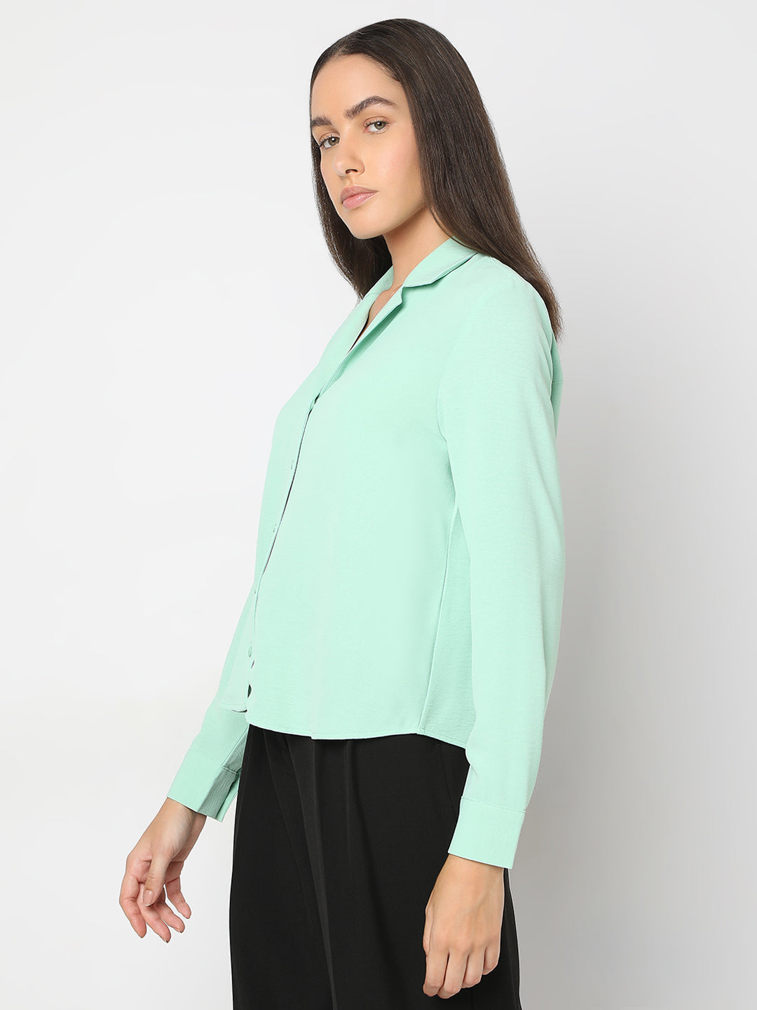 Women's Green Full Sleeves Shirt
