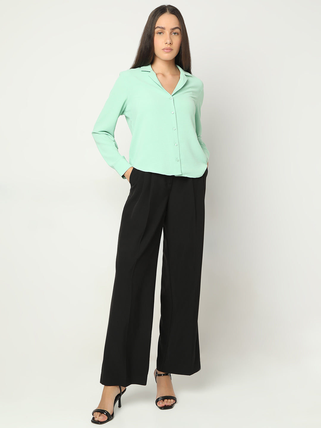 Women's Green Full Sleeves Shirt