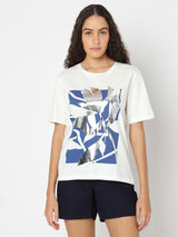 Women's White Graphic Print T-Shirt