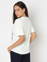 Women's White Graphic Print T-Shirt