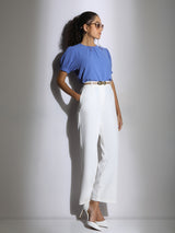 Women's Blue Puff Sleeves Top