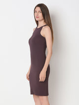 Women's Brown Halter-Neck Bodycon Dress