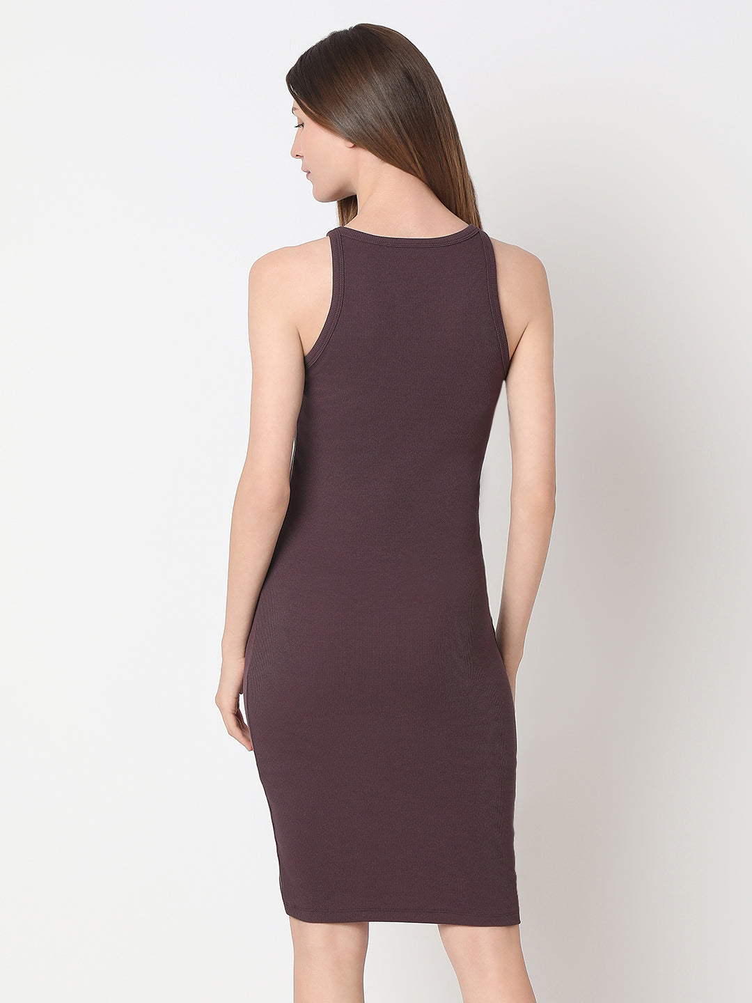 Women's Brown Halter-Neck Bodycon Dress