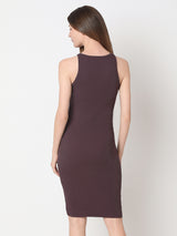 Women's Brown Halter-Neck Bodycon Dress