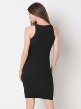 Women's Black Halter-Neck Bodycon Dress