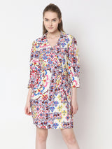 Women's Multicolor Floral Shirt Dress