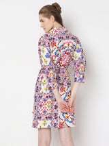 Women's Multicolor Floral Shirt Dress