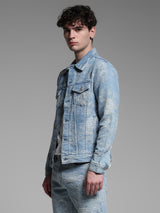 Men's Blue Casual Regular Fit Printed Full Sleeves Jacket