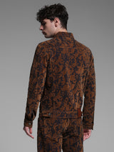 Men's Brown Casual Regular Fit Printed Full Sleeves Jacket