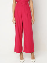 Women's Pink Solid Formal Pant