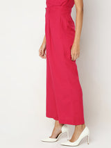 Women's Pink Solid Formal Pant