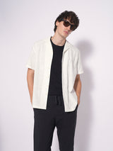 Men's White Casual  Half Sleeves Shirt