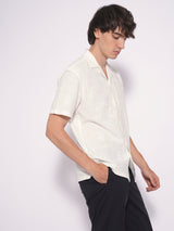 Men's White Casual  Half Sleeves Shirt