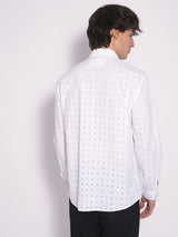 Men's White Casual  Full Sleeves Shirt