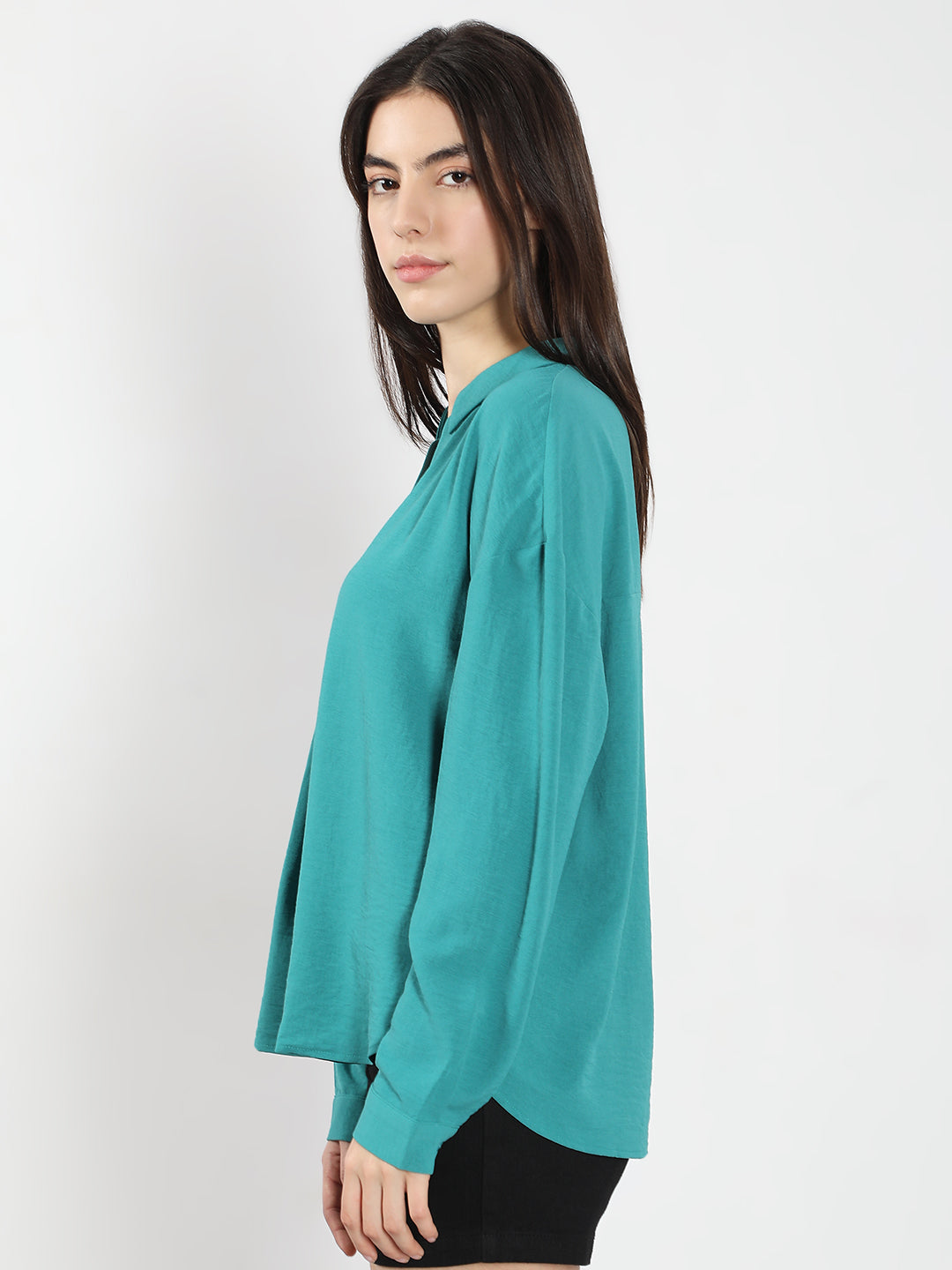 Women's Blue V-Neck Top