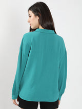 Women's Blue V-Neck Top