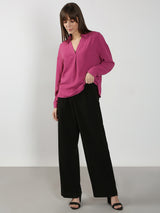 Women's Pink V Neck Top