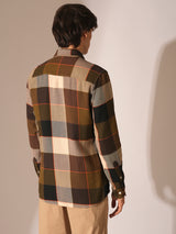 Men's Green Casual Checked Full Sleeves Shirt