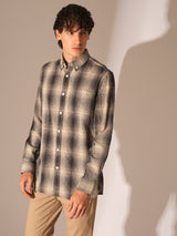 Men's Black Casual Checked Full Sleeves Shirt