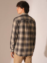 Men's Black Casual Checked Full Sleeves Shirt