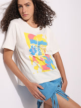 Women's White Cording Detail T-Shirt