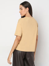 Women's Beige Animal Print T-Shirt