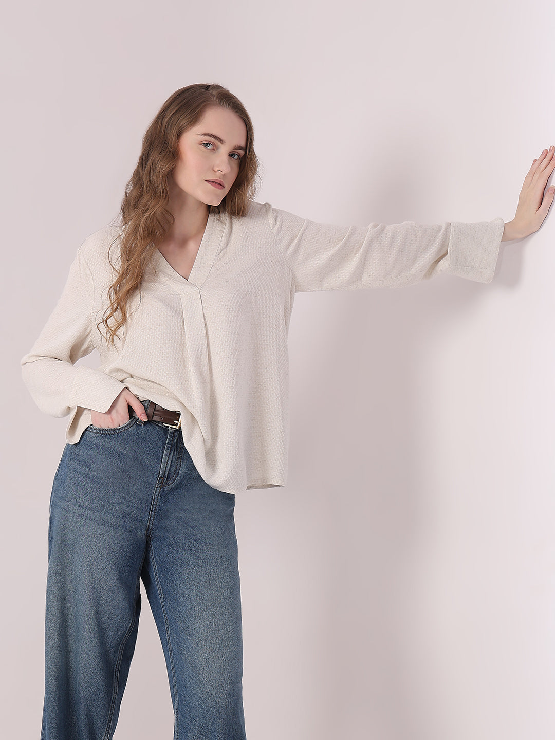 Women's White Full Sleeves Top