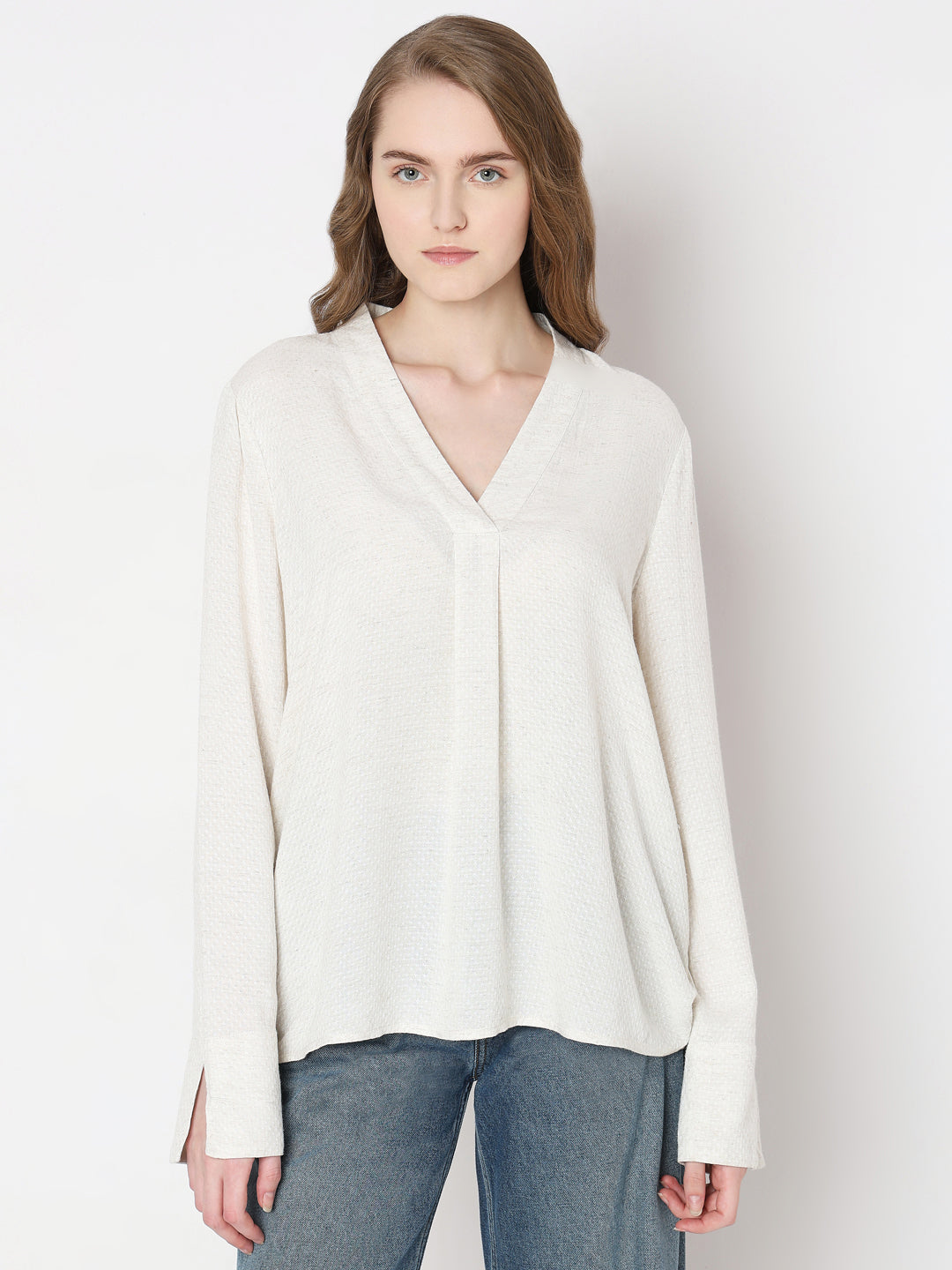 Women's White Full Sleeves Top