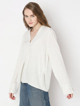 Women's White Full Sleeves Top