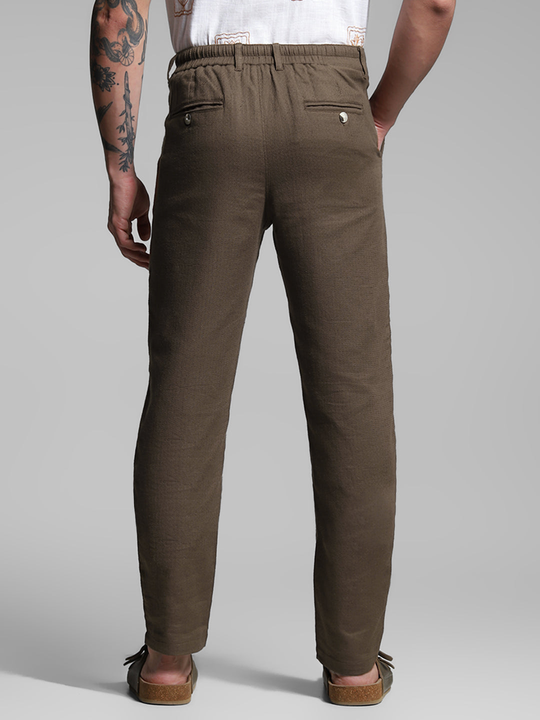 Men's Brown Work Slim Fit Solid  Chinos