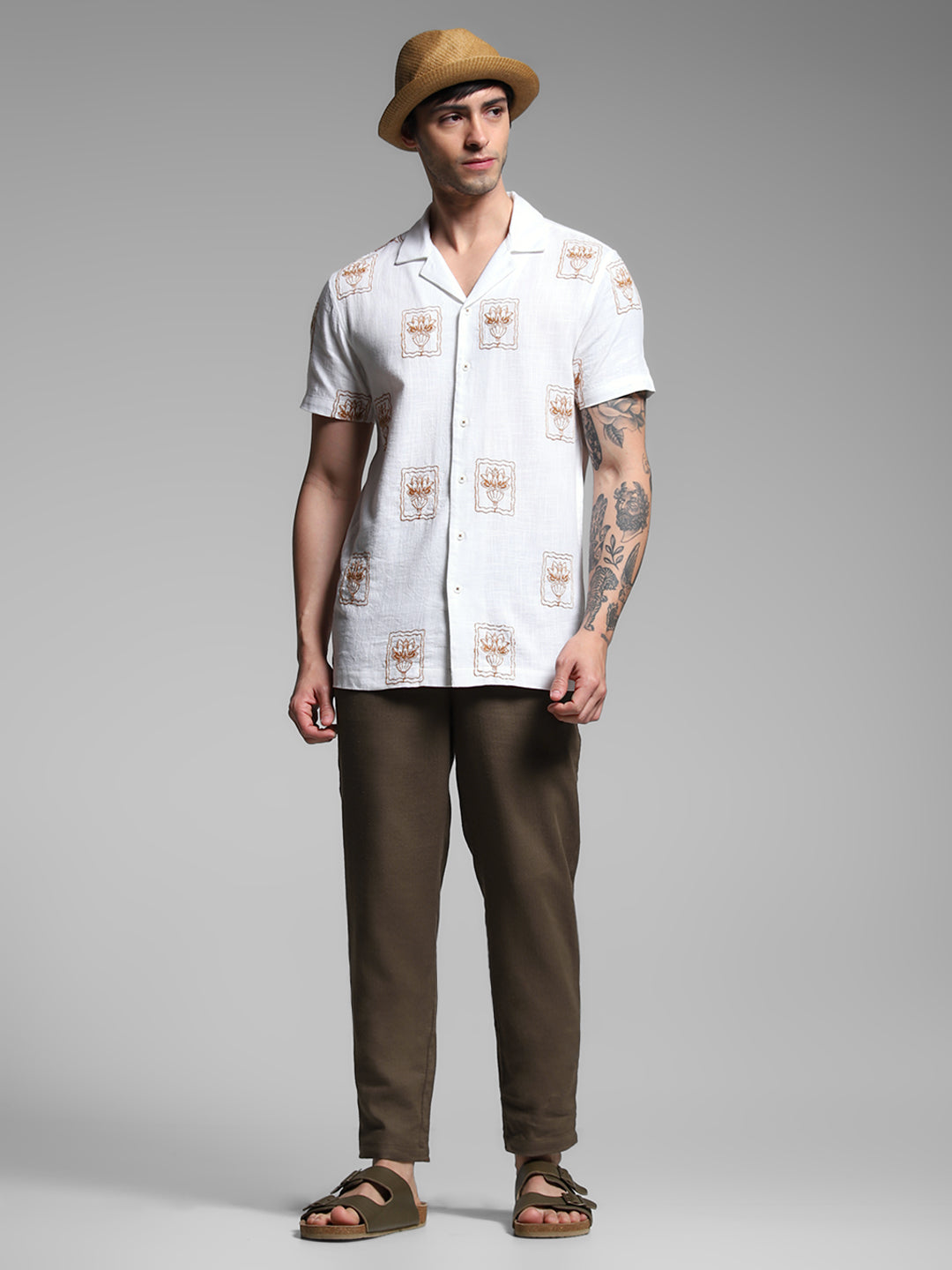 Men's Brown Work Slim Fit Solid  Chinos