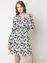 Women's White Printed Mini Dress