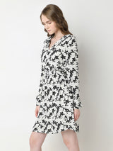 Women's White Printed Mini Dress