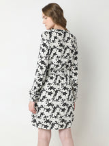 Women's White Printed Mini Dress