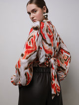 Women's Beige Abstract Print Top