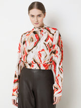 Women's Beige Abstract Print Top