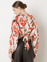 Women's Beige Abstract Print Top