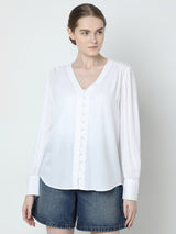Women's White V-Neck Shirt