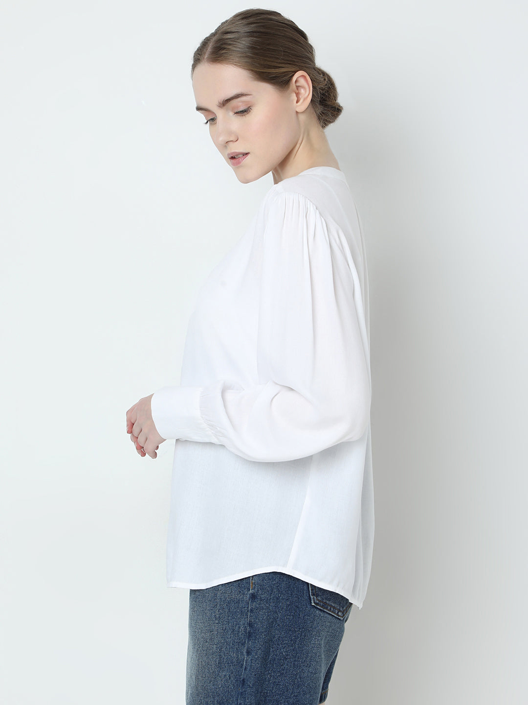 Women's White V-Neck Shirt