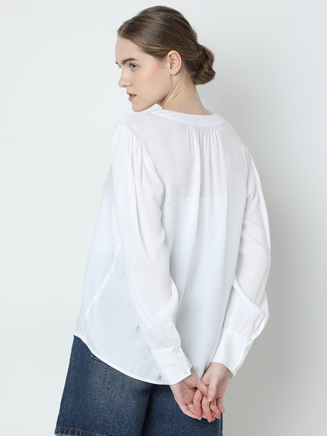 Women's White V-Neck Shirt