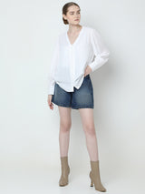 Women's White V-Neck Shirt