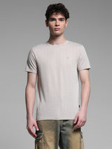 Men's Grey Casual Slim Fit Printed Half Sleeves Tshirt