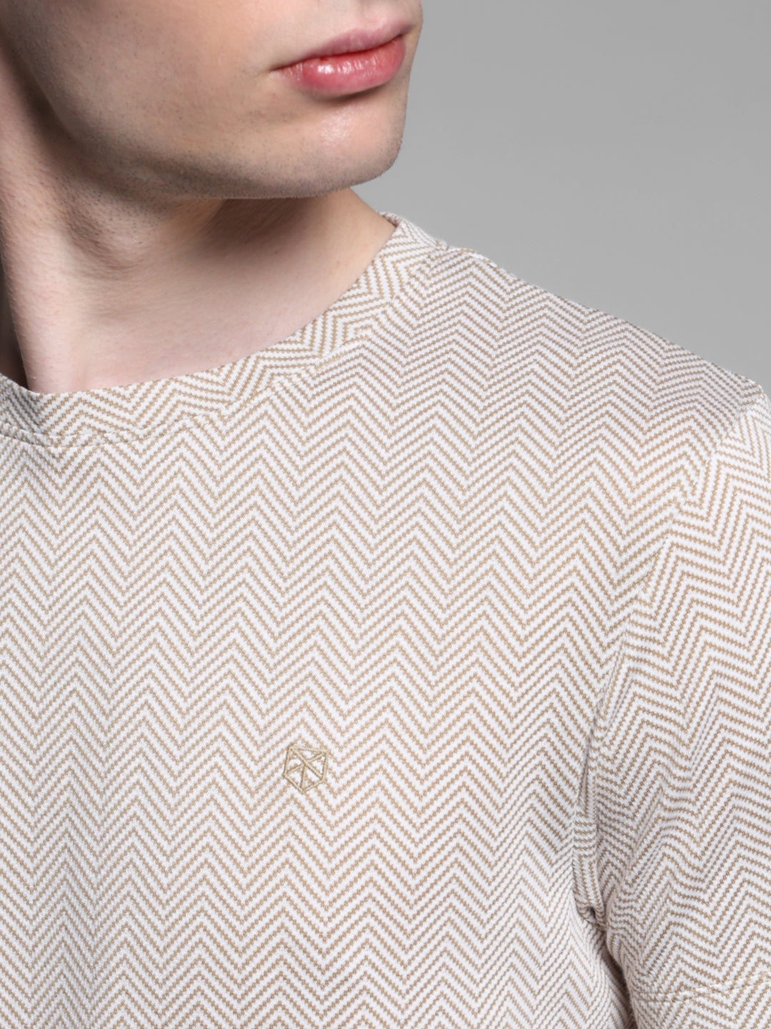 Men's Grey Casual Slim Fit Printed Half Sleeves Tshirt